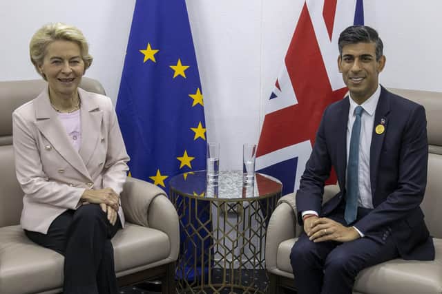Prime Minister Rishi Sunak meets with Ursula von der Leyen during the Cop27 summit at Sharm el-Sheikh, Egypt.
Rishi Sunak appears to be on the verge of agreeing a Brexit deal aimed at easing trade friction in Northern Ireland as he enters into “final talks” with the European Union.
