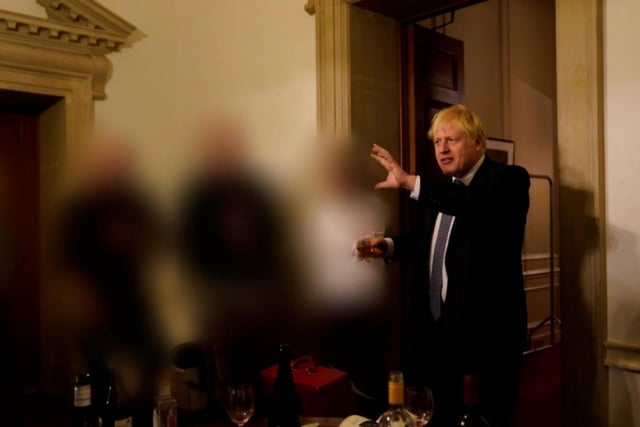 Another image of Prime Minister Boris Johnson attending a gathering for the departure of a special advisor.
