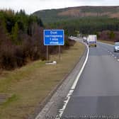 The A9 west of Moy, Highland, where archaeologists will excavate ahead of dualling of the carriageway. PIC. David  Dixon/geograph.org.