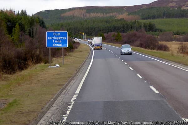 The A9 west of Moy, Highland, where archaeologists will excavate ahead of dualling of the carriageway. PIC. David  Dixon/geograph.org.