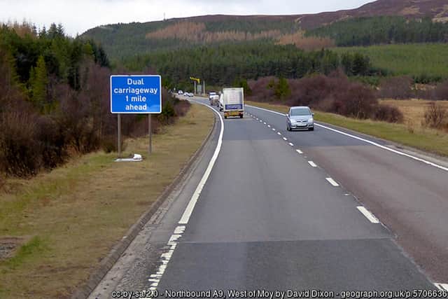 The A9 west of Moy, Highland, where archaeologists will excavate ahead of dualling of the carriageway. PIC. David Dixon/geograph.org.