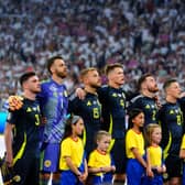 Scotland players line up ahead of the Euro 2024 opener against Germany at the Munich Football Arena. Picture date: Friday June 14, 2024.