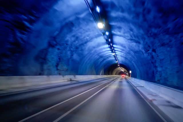 Inside a Faroe Islands tunnel
