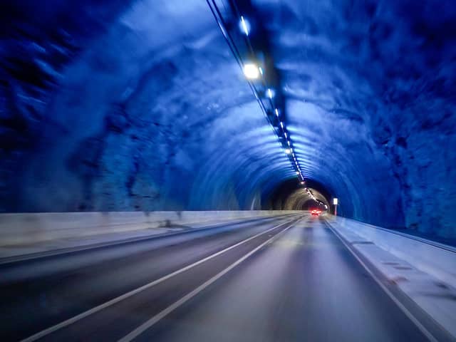 Inside a Faroe Islands tunnel