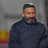 DUMFRIES, SCOTLAND - JANUARY 08: Kilmarnock Manager Derek McInnes during a Cinch Championship match between Queen of the South and Kilmarnock at Palmerston Park on January 08, 2022, in Dumfries, Scotland. (Photo by Craig Foy / SNS Group)