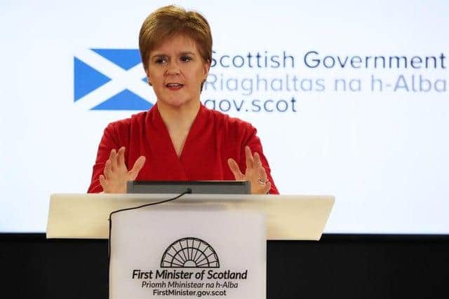 First Minister Nicola Sturgeon holding her daily press conference.