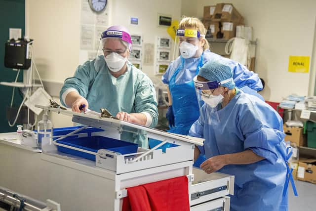 NHS staff in protective gear working during the Covid pandemic. Picture: Lisa Ferguson