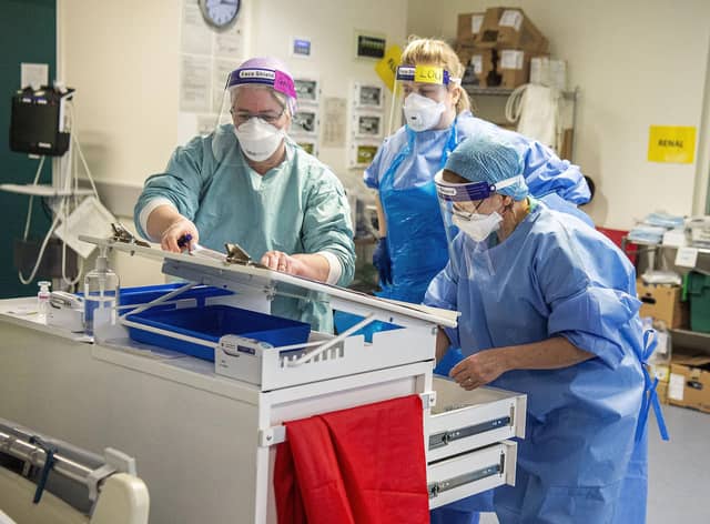 NHS staff in protective gear working during the Covid pandemic. Picture: Lisa Ferguson