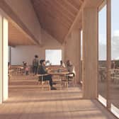 A CGI image issued by the Robert Burns Ellisland Trust, of the proposed cafe and temporary exhibition space, at the Ellisland Farm in Dumfries and Galloway. Picture: Robert Burns Ellisland Trust/PA Wire