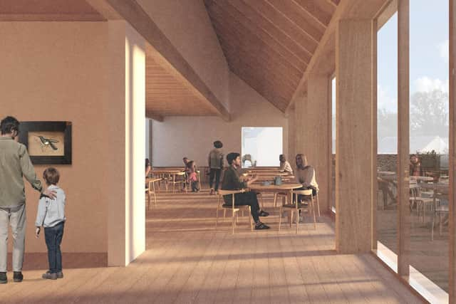 A CGI image issued by the Robert Burns Ellisland Trust, of the proposed cafe and temporary exhibition space, at the Ellisland Farm in Dumfries and Galloway. Picture: Robert Burns Ellisland Trust/PA Wire