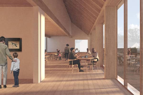 A CGI image issued by the Robert Burns Ellisland Trust, of the proposed cafe and temporary exhibition space, at the Ellisland Farm in Dumfries and Galloway. Picture: Robert Burns Ellisland Trust/PA Wire
