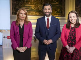 Ash Regan, left, Humza Yousaf and Kate Forbes are standing to be the next SNP leader (Picture: Peter Devlin For Sky News via Getty Images)