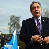 ALBA Party Leader Alex Salmond speaks as he launches his Glasgow campaign at the People's Palace on Glasgow Green in Glasgow on April 19, ahead of the Scottish Parliamentary election on May 6 (Photo by Andy Buchanan / AFP).
