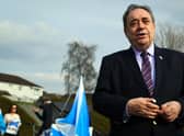 ALBA Party Leader Alex Salmond speaks as he launches his Glasgow campaign at the People's Palace on Glasgow Green in Glasgow on April 19, ahead of the Scottish Parliamentary election on May 6 (Photo by Andy Buchanan / AFP).