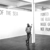 Lawrence Weiner in his exhibition in The Fruitmarket Gallery, 1986 PIC: Courtesy of Fruitmarket