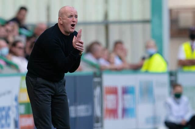 Livingston boss David Martindale issues instructions to his depleted side at Easter Road