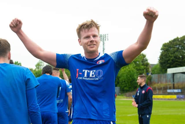 Spartans' match winner Blair Henderson celebrates after his side's 1-0 victor over Albion Rovers (Photo by Sammy Turner / SNS Group)