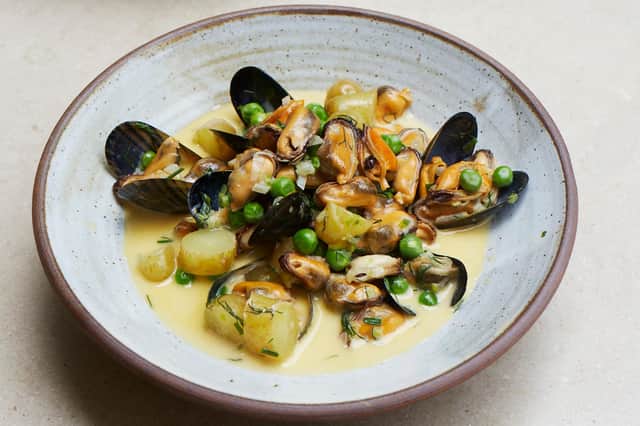 Gary Robertson's mussels, peas and potatoes dish