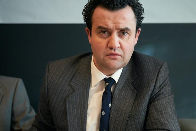 Daniel Mays, as Detective Peter Jay, meeting the press to appeal to the public to come to the police if they have any information on Dennis Nilsen.
