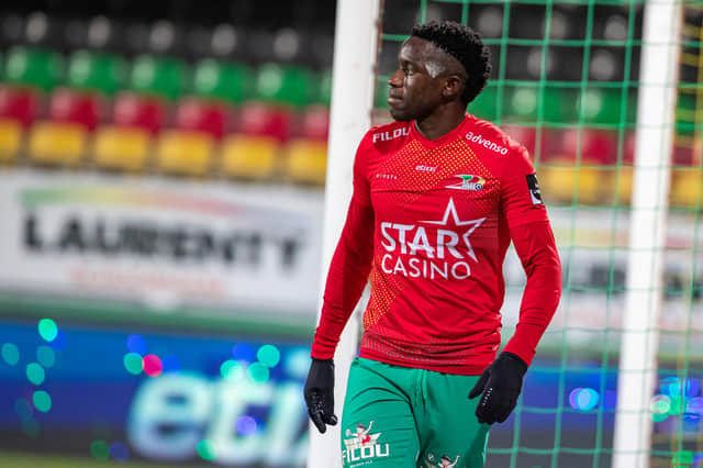 Fashion Sakala has scored 13 goals in 30 games for Oostende so far this season as the Belgian club challenge for European qualification. (Photo by KURT DESPLENTER/BELGA MAG/AFP via Getty Images)