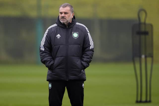 Celtic manager Ange Postecoglou oversees training ahead of the Champions League clash with Shakhtar Donetsk. (Photo by Alan Harvey / SNS Group)