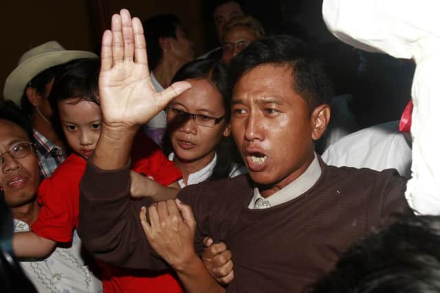 Prominent pro-democracy activist Kyaw Min Yu, a 53-year-old democracy activist better known as Ko Jimmy, was executed for violating the counterterrorism law. (AP Photo/File)