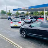 Queues of cars were spotted at the Tesco fuel station in Cumbernauld on Friday.