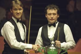 Stephen Hendry and Jimmy White contested four World Championship finals in the space of five years and Hendry prevailed on each occasion in 1990, 1992, 1993 and 1994. Picture: Allsport/Getty Images