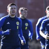 Andy Robertson during a Scotland training session at Lesser Hampden ahead of facing Spain.