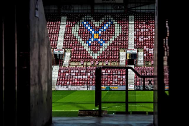 A general view of Hearts' Tynecastle Stadium