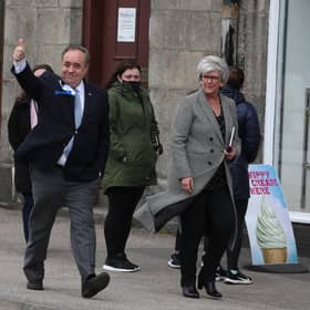 Alba party leader Alex Salmond in Ellon as votes continue to be counted for the Scottish Parliamentary Elections at the P&J Live/TECA, Aberdeen. Picture: Andrew Milligan/PA Wire