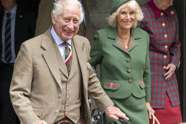 King Charles III and Queen Camilla leave Crathie Parish Church, near Balmoral, following a Sunday church service ahead of the first year anniversary of his reign. PIC: PA.