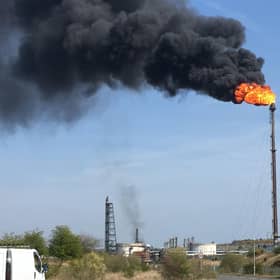 Unplanned flaring at Mossmorran petro chemical plant,  April 21 2019