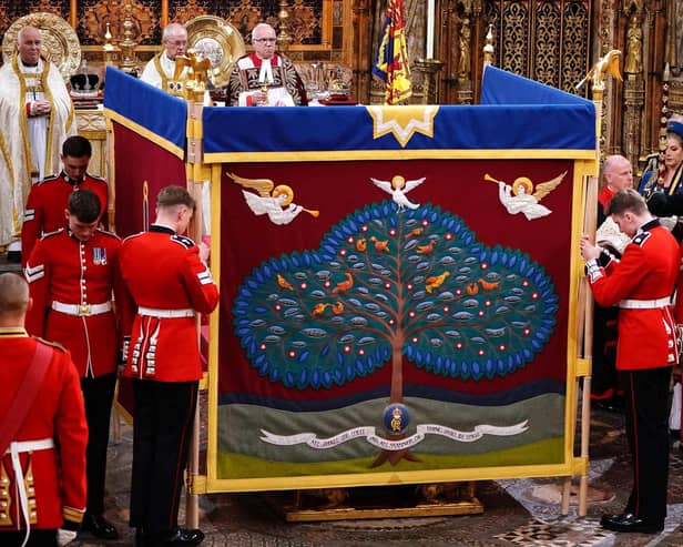 An anointing screen is erected for King Charles III during his coronation at Westminster Abbey (Picture: Yui Mok/pool/AFP via Getty Images)