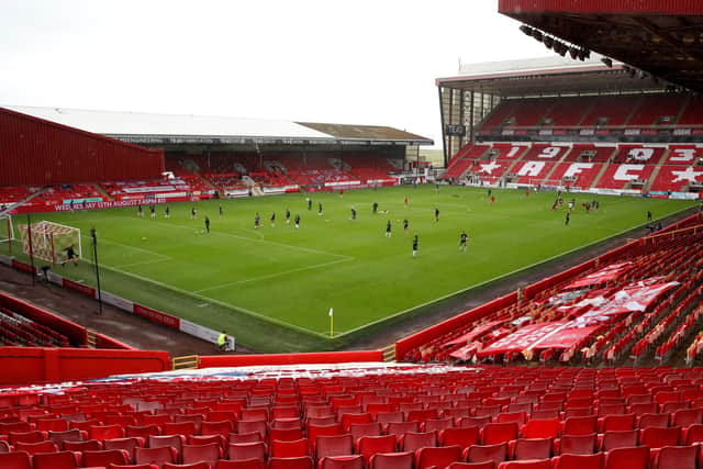 ABERDEEN, SCOTLAND - AUGUST 01: General view inside the stadium prior to during the Ladbrokes Premiership match between Aberdeen and Rangers at Pittodrie Stadium on August 01, 2020 in Aberdeen, Scotland. Football Stadiums around Europe remain empty due to the Coronavirus Pandemic as Government social distancing laws prohibit fans inside venues resulting in all fixtures being played behind closed doors. (Photo by Andrew Milligan/Pool via Getty Images)