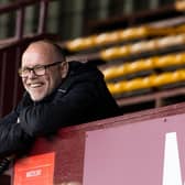 Ross County manager John Hughes watches on from the stands at Fir Park. Picture: SNS