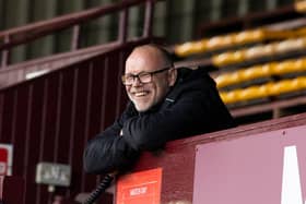 Ross County manager John Hughes watches on from the stands at Fir Park. Picture: SNS