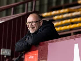 Ross County manager John Hughes watches on from the stands at Fir Park. Picture: SNS