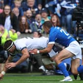 Scotland's Josh Bayliss scores the third and final try of the match against Italy.