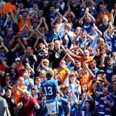 Rangers' star performer Todd Cantwell takes the acclaim of the Ibrox crowd during the 3-0 win over Celtic.