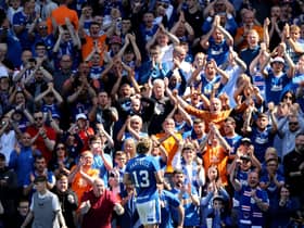Rangers' star performer Todd Cantwell takes the acclaim of the Ibrox crowd during the 3-0 win over Celtic.