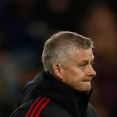 Manchester United's Norwegian manager Ole Gunnar Solskjaer reacts at the final whistle during the English Premier League football match between Watford and Manchester United at Vicarage Road Stadium in Watford,  which would prove to be his last in charge. (Photo by IAN KINGTON/AFP via Getty Images)