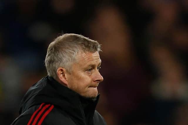 Manchester United's Norwegian manager Ole Gunnar Solskjaer reacts at the final whistle during the English Premier League football match between Watford and Manchester United at Vicarage Road Stadium in Watford, which would prove to be his last in charge. (Photo by IAN KINGTON/AFP via Getty Images)