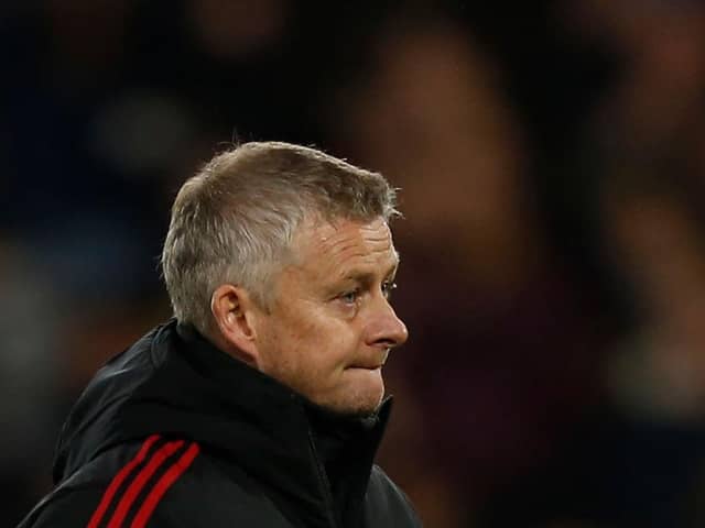 Manchester United's Norwegian manager Ole Gunnar Solskjaer reacts at the final whistle during the English Premier League football match between Watford and Manchester United at Vicarage Road Stadium in Watford,  which would prove to be his last in charge. (Photo by IAN KINGTON/AFP via Getty Images)
