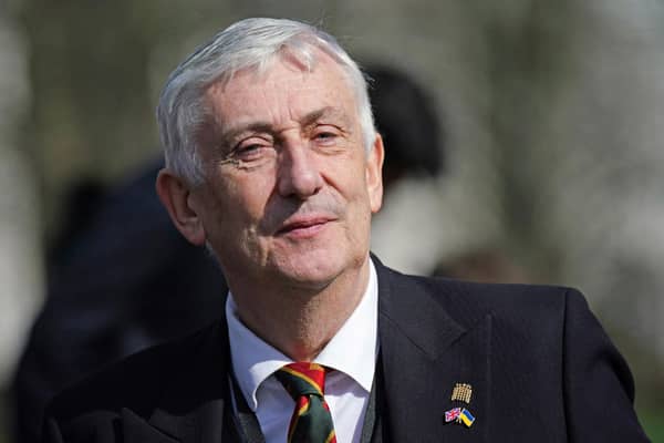 Speaker of the Commons, Lindsay Hoyle attends a commemorative ceremony and laying of wreaths at the Commonwealth Memorial Gates, in London, in March 2022. Picture: Yui Mok/AFP via Getty Images