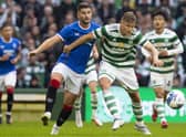 Antonio Colak in action for Rangers with Carl Starfelt of Celtic during a cinch Premiership match between the two clubs in September.