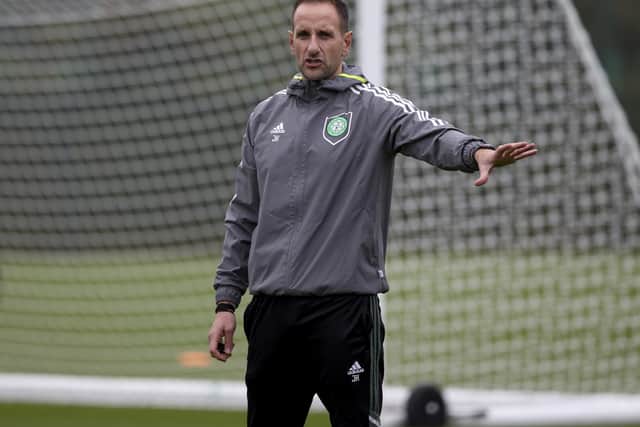 Celtic assistant John Kennedy during a training session at Lennoxtown. (Photo by Craig Williamson / SNS Group)
