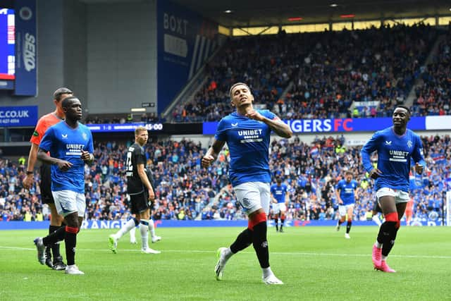 James Tavernier celebrates his goal against Hamburg from the penalty spot.