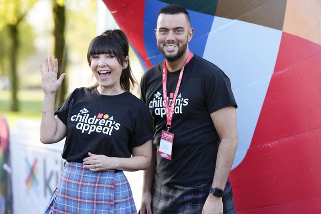 Laura Boyd and Phillip Petr from STV at the Glasgow Green start line