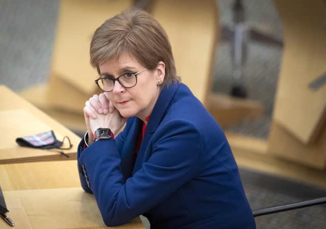 First Minister of Scotland, Nicola Sturgeon, during a Covid briefing at the Scottish Parliament in Holyrood, Edinburgh. Picture date: Tuesday March 2, 2021.